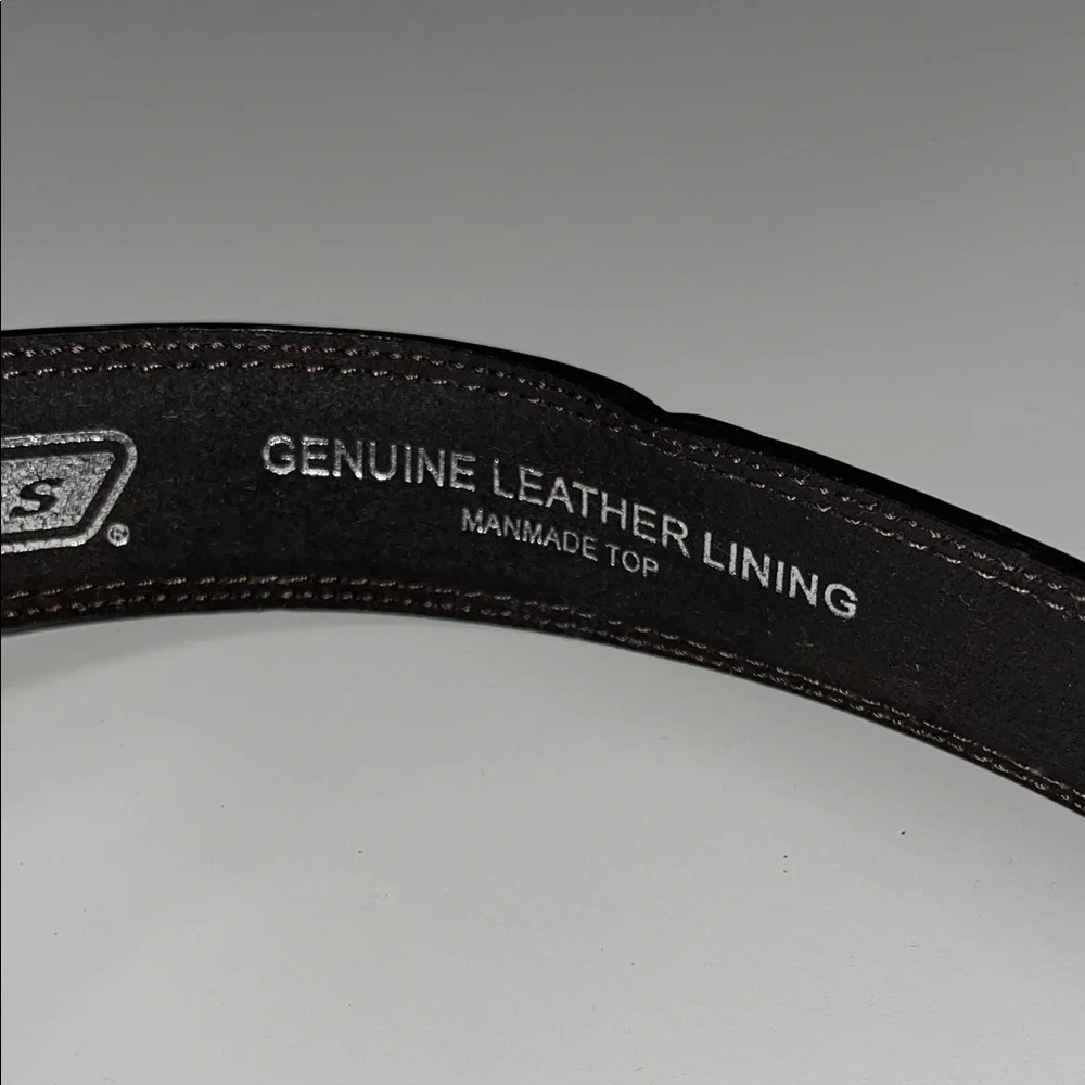 Dickies Dark Brown Leather Lined Belt w/Silver Buckle size 36”
